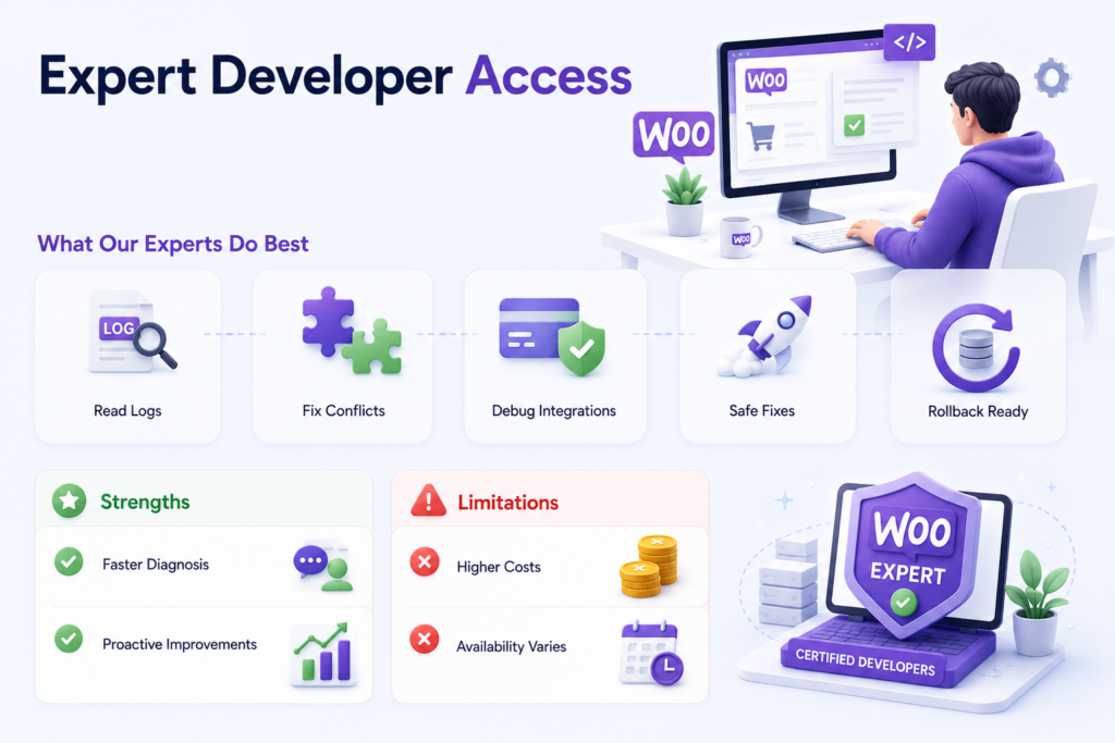 Image explaining Expert Developer Access for WooCommerce Development Services