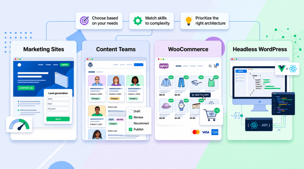 WordPress staging environment and automated deployment workflow diagram for large sites.